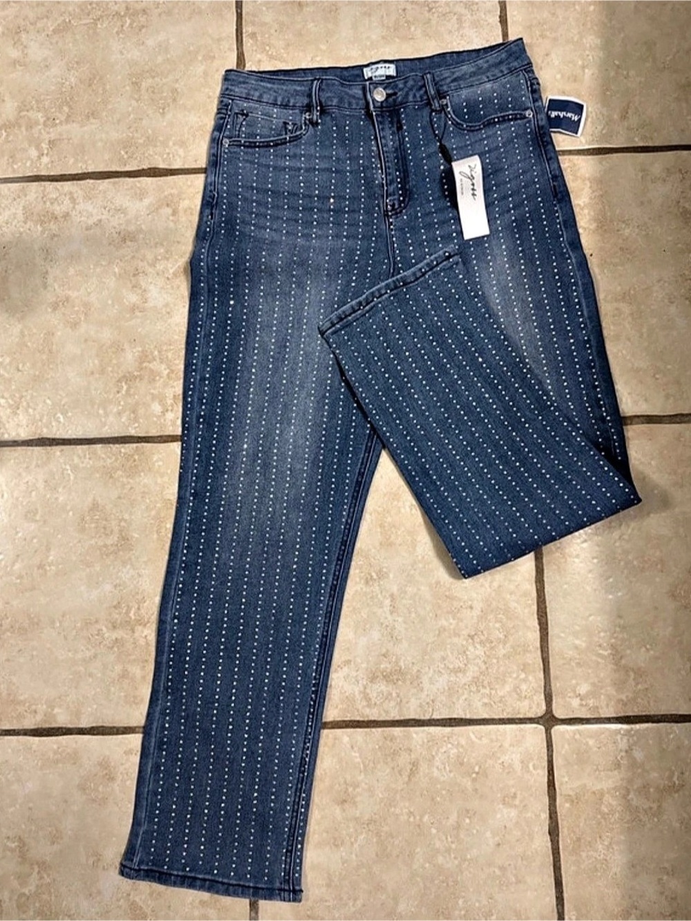 Zigoss High Rise Straight Leg Jeans Studded Straight Leg Jeans Waist 29 NWT